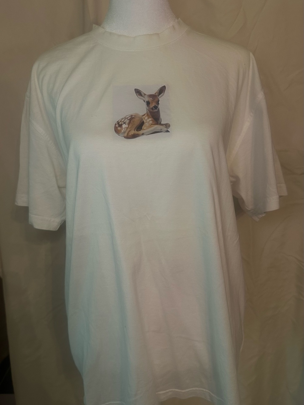 Burberry White Tee with Fawn Print